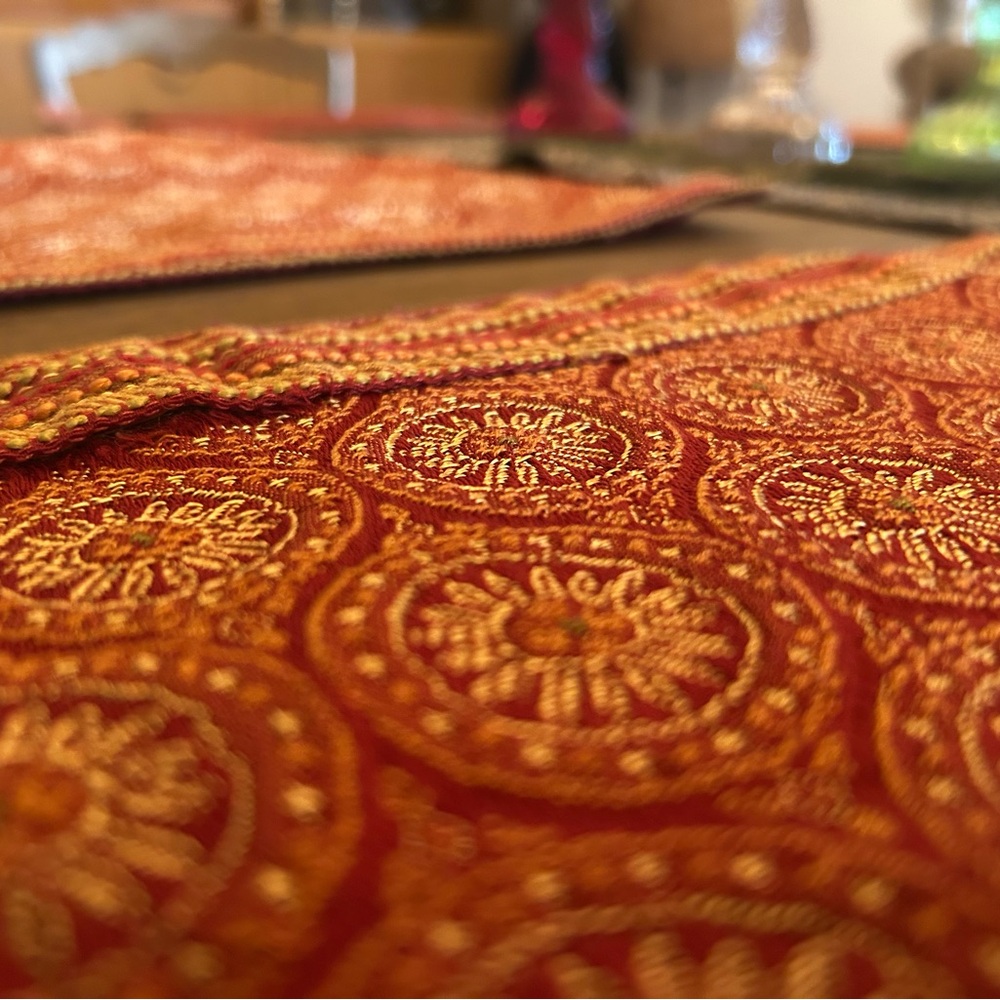 5 Boho Indian Block Print Placemats Rust Table Linens Cottagecore Dining Decor
